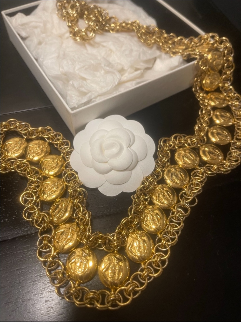 Chanel 24k plated Gold-Tone Women's Statement Belt/Necklace